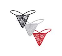 comeondear Women's Lace G-strings Thongs Tangas Plus Size Floral Underwear Ladies Sexy Stretchy Panties Briefs Multicolor 3Pack