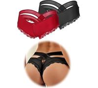 comeondear Women's Sexy Knickers Back Hollow out Mature Underwear | Silky Smooth Swimming Fabric, High Elastic Plus Size Thongs, Lace Trim and Bow Detail, Low Rise Everyday Wear Brief XS-4XL