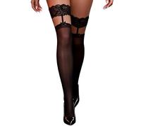 comeondear XS-5XL Sexy Plus Size Hold Up Stockings for Women | Elegant Lace Top, Hold Ups with Double Silicone Band, Sheer Thigh High Stockings with Bow, High Stretch Stocking