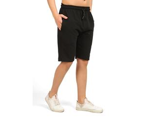 COMEOR Men's Black Bermuda Shorts - 65% Cotton, 35% Polyester - S - Relaxed Fit - Mid Rise - 30-32 Waist - Running, Hiking, Fitness - 2 Pockets - Machine Wash
