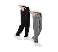COMEOR Men's Cotton Jogging Pants - Long Men's Sweatpants - Men's Jogger Training Trousers, Relaxing Track Suit Bottom (Black/Dark Grey, 6XL)
