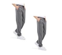 COMEOR Men's Jogging Bottoms Cotton Sweatpants - Long Sports Trousers Men's Jogger Training Trousers Men's Relaxing Trousers, 2 Pack Dark Grey, 5XL