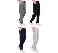 COMEOR Men's Jogging Bottoms Cotton Sweatpants - Long Sports Trousers Men's Jogger Training Trousers Men's Relaxing Trousers, 4 Pack Black/Dark Grey/Dark Blue/Light Grey, 4XL
