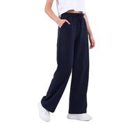 COMEOR Women's Darkblue XXL Sweatpants, High Waist with Side Pockets, Cotton, Straight Leg, Ideal for Yoga, Fitness, Running and Leisure Activities