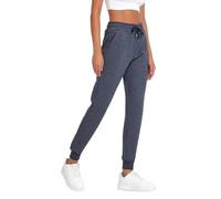 COMEOR Women's Jogging Bottoms, Ladies Joggers, Sports Yoga Trousers, Long Cotton Training Jogging Pants, Loose Sweatpants with Elastic Waist, Tapered Leg (Cuffed) and Drawstring, Slim fit Dark Grey