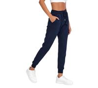 COMEOR Women's Jogging Bottoms, Ladies Joggers, Sports Yoga Trousers, Long Cotton Training Jogging Pants, Loose Sweatpants with Elastic Waist, Tapered Leg (Cuffed) and Drawstring, Slim fit Dark Blue