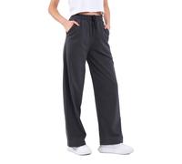 COMEOR Women's Jogging Bottoms, Sports Trousers, Long Cotton Training Trousers, Loose Sweatpants with Elastic Waist and Straight Leg, darkgray, L