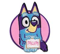 Comercial Mercera, Sew-On Patches, Bluey, Sign Bluey, Pink Colour, Patch Ideal for Hats, Jackets, T-Shirts or School Bags, 100% Polyester, 6 x 8 cm