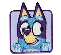 Comercial Mercera, Sew-On Patches, Bluey Sign, Purple Colour, Ideal for Hats, Jackets, T-Shirts or School Bags, 100% Polyester, 6 x 8 cm