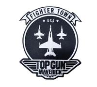 Comercial Mercera Iron-on Patch for Fabrics, Top Gun, Original, Iron-On Patch for Hats, Jackets, T-shirts or School Backpacks, 100% Polyester (Fighter Town 2, XL Embroidered)