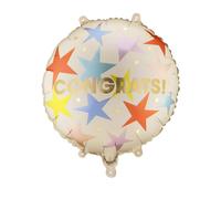 COMES INFLATED Beige & Bright Stars Congrats Helium Balloon Congratulations 18IN