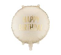 COMES INFLATED Neutral Cream and Gold Happy Birthday Helium Party Balloon 18 IN