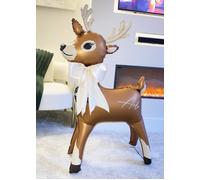 COMES INFLATED Personalised Christmas Reindeer Balloon with Bow Any Name 100cm