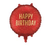 COMES INFLATED Red and Gold Happy Birthday Foil Helium Party Balloon 18 Inch