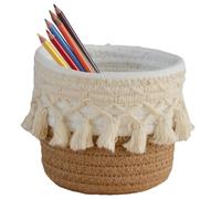 Comestic Make up Brush Holder, Hand-Woven Safe Storage Basket Brush Holder, Boho Soft Display Cases for Makeup Beginners Beauty Lovers