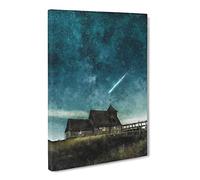 Comet Above A Farm Canvas Print | Gallery Wrapped 30mm Frame Wall Art | 24x16 inches | Ready to Hang | Modern Picture | Living Room Bedroom Lounge Office