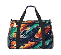 comet Print Travel Duffel Bag for Men & Women, Foldable Travel Bags and Spacious Weekender Tote Bag for Storage Toiletry Luggage Personal Item, Black, L