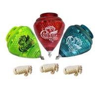 Cometa 3 Pack Jumbo Cobra Durable Plastic Spin Tops for Kids Metal Tip Made in Mexico - Trompo Mexicano Jumbo Cobra Pl?ico Durable & Punta de Metal Pa