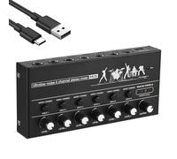 COMETX 6 Channel Mixer 6-Channel Audio Mixer Stereo Line Mixer Metal Shell USB Type-C Power Supply for Guitar Bass Keyboard Stage 6.35mm Mono/6.5 Dual Channels Ultralow-Noise Mixer Board