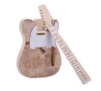 COMETX DIY Guitar Unfinished Electric Guitar DIY Kit Basswood Body Burl Surface Maple Wood Neck & Fingerboard
