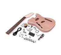 COMETX DIY Guitar Unfinished Electric Guitar DIY Kit Mahogany Body with F Soundhole Maple Wood Neck Rosewood Fingerboard