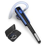 COMEXION Bluetooth Headset, Wireless Business Earpiece V5.0 Lightweight Noisy Suppression Bluetooth Earphone with Microphone for Phone/Laptop/Car(Blue+Case)