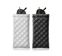 COMF-PRO Squeeze Top Sunglass Pouch - Portable Sunglass Organizer Pouch Bags Soft PU Leather Glasses 2 Pack, Black-white, Medium