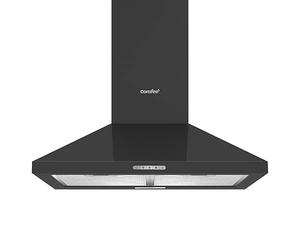 COMFEE' 60 cm Chimney Cooker Hood PYRA17B-60 with LED and Recirculating & Ducting System Wall Mounted Range Hood 600 mm Extractor Fan Kitchen - Black