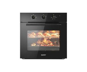 COMFEE' 60L, 60cm Wide, Single Electric Built-in Fan Oven, 8 Function with Air Fry, Multiphase Cooking and Easy Cleaning Removable Door, Color Black - CBO60M80M1-BK