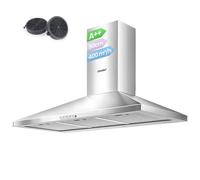 COMFEE' 90 cm Chimney Cooker Hood Class Extractor Hood with LED and Recirculating & Ducting System Wall Mounted Range Hood 900 mm Extractor Fan kitchen with Carbon Filters