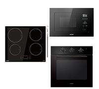 COMFEE' Built-in Induction Hob Microwave Electric Oven Set - 4 Zone Induction Hob + 20L Digital Grill Microwave + 60cm Built-in Electric Fan Oven, 60L, 8 Function with Airfry
