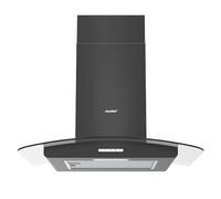 COMFEE' Canopy Cooker Hood 60cm GLAV17B-60 Curved Glass Chimney Hood with LED Light, 600mm Kitchen Extractor Fan Kitchen- Black