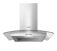 COMFEE' Chimney Cooker Hood 60cm GLAV17SS-60 with LED Light & Glass Extractor Hoods, 600mm Kitchen Extractor Fan - Stainless Steel