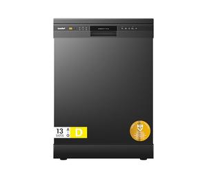 COMFEE' Dishwasher Freestanding with 13 Place Settings, New Upgraded Full Size Dishwasher 60cm Width, CDWPF1301PBD-UK, Auto Door Open Drying, Quick Wash, Hygiene Wash, Delay Start, Half Load -Black