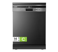 COMFEE' Freestanding Dishwasher CDWEF1435EBC-UK with 14 place settings, Full Size, Whisper Quiet 44dB, Wide LED Display, Delay Start, Half Load Function, Flexible Racks, Black