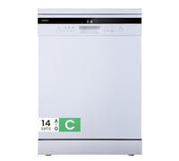 COMFEE' Freestanding Dishwasher CDWEF1435EWC-UK with 14 place settings, Full Size, 44dB, Wide LED Display, Delay Start, Half Load Function, Flexible Racks, White