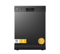 COMFEE' Freestanding Dishwasher CDWPF1201PB-UK 60cm Width, Full Size Dishwasher with 12 place settings, Quick Wash, Hygiene Wash, Delay Start, Half Load - Black