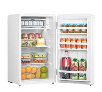 COMFEE' RCD93WH2UKRT(E) Under Counter Fridge Only, 93L Retro Freestanding Fridge with Chiller Box, Adjustable Thermostats, LED light, White