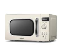 COMFEE' Retro Style 800w 20L Microwave Oven with 8 Auto Menus, 5 Cooking Power Levels, and Express Cook Button - Apricot Cream - CM-M202RAF(CM)