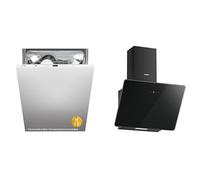 COMFEE' Set: Fully Integrated Dishwasher 12 Place Settings + 60cm Angled Cooker Hood, Cloud Wash, Touch Screen, Black