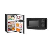 COMFEE' Set: Under Counter Fridge Freezer 87L + Compact Microwave Oven 700W 20L, Black