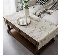 COMFEELING Coffee Table Cloth Rustic Style Living Room Center End Table Cover with Pocket, Cotton Linen Tablecloth (Grey Wildflower,23.6×63 Inch)