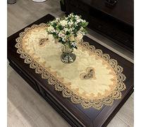COMFEELING Coffee Tablecloth for Living Room Center Table Doilies Embroidery Lace Tablecloth Home Dining Coffee Table Cover Centerpiece Decor 19.7×43.3 Inch Oval