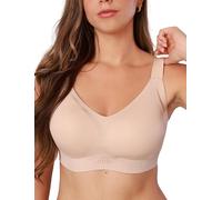 COMFELIE Big Bust Wireless Bra for Women Seamless Full Coverage V Neck Adjustable Strap Supportive No Wire Comfortable Bra Nude, Nude, 4X-Large