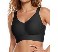 COMFELIE No-Wire Minimizer Bra Women Full Coverage Seamless No Underwire Push Up with Side & Back Smoothing for Large Busts, Black, L