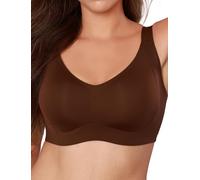COMFELIE Seamless Minimizer Bra for Large Bust Women, Wireless Full Coverage No-Underwire Everyday Bra, Dark Brown, XL
