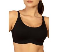 COMFELIE Seamless Wireless Bra for Fuller Bust Women No Underwire Lace Trim Deep V Underarm-Smoothing Black S, Black, XL