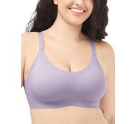 COMFELIE Seamless Wireless Bra for Ladies, Comfort Everyday Bra Wirefree, Spaghetti Bra with Vertical Stripes, Fit for Cup B-D, Misty Purple, L
