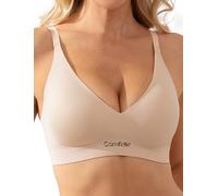 COMFELIE Seamless Wireless T-Shirt Bra for Women Full Coverage No Underwire Light Lift with Adjustable Straps Everyday Bra, Beige, XL