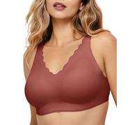 COMFELIE Wireless Bra Seamless Comfort Everyday Bra for Women, Breathable Seamless Bra with Scallop Edges, Dusty Rose, S